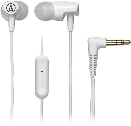 Audio-Technica ATH-CLR100iSWH SonicFuel In-Ear Headphones with In-Line Mic & Control, White