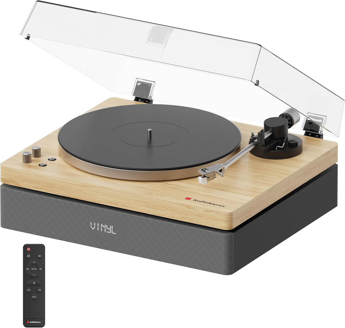 Audiosource AudioSource Record Player, All-in-one Turntable with 2.1 Channel Built-in Speaker