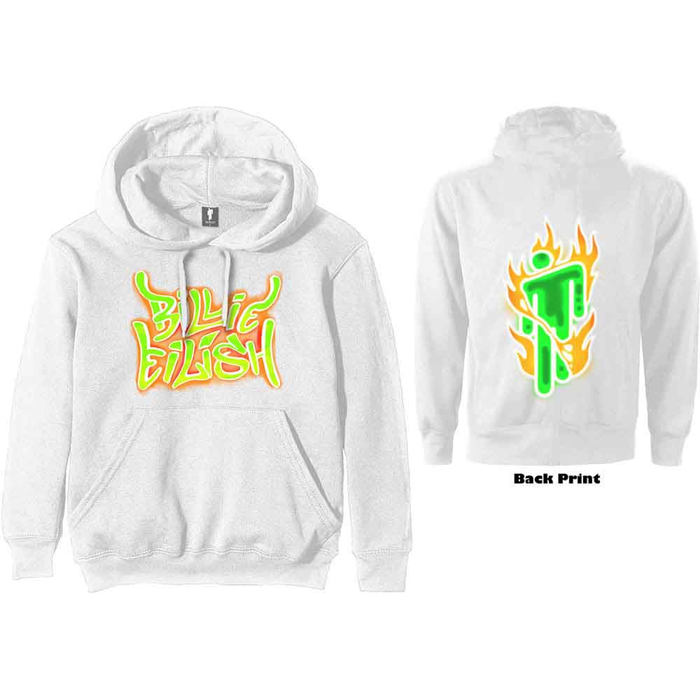 Billie Eilish Airbrush Flames Blohsh White