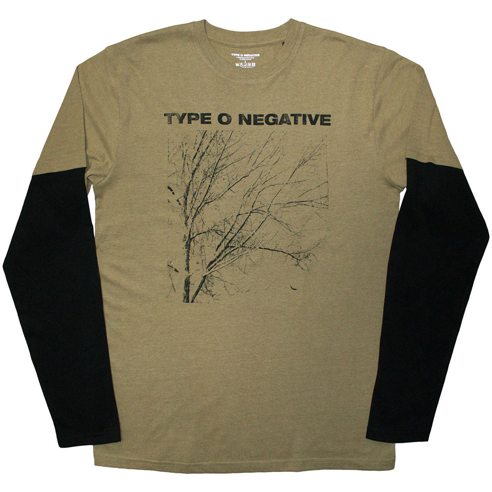 Type O Negative Layered Long Sleeve T-Shirt: Tree – Black & Green (Back Print)